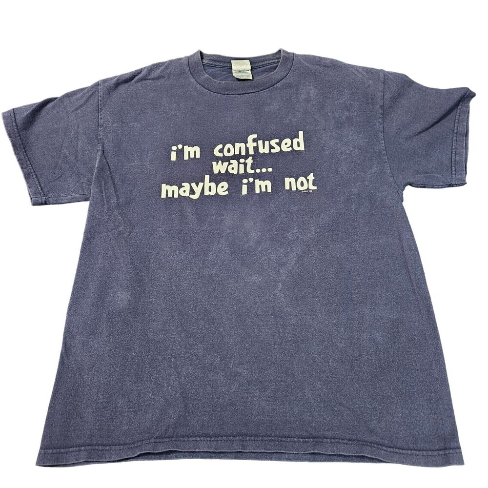 Delta Pro Weight Womens Graphic T-Shirt Blue Size Medium 100% Cotton Funny